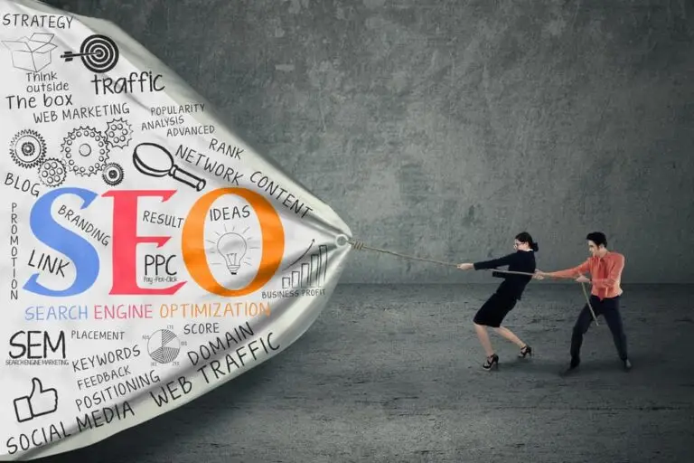 A visual representation of search engine optimization (SEO) concepts